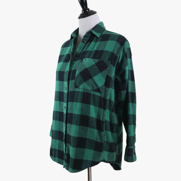 Madewell Size S Buffalo Check Flannel Shirt Plaid Green Black - Picture 2 of 10